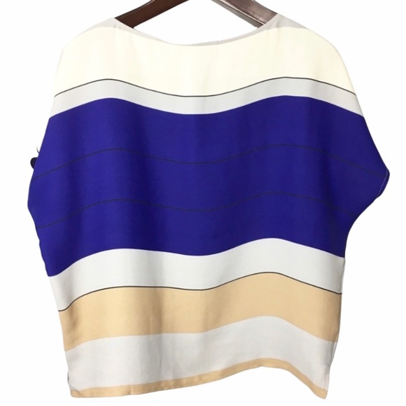 LOFT• color block stripe oversized chiffon top small - Picture 4 of 5